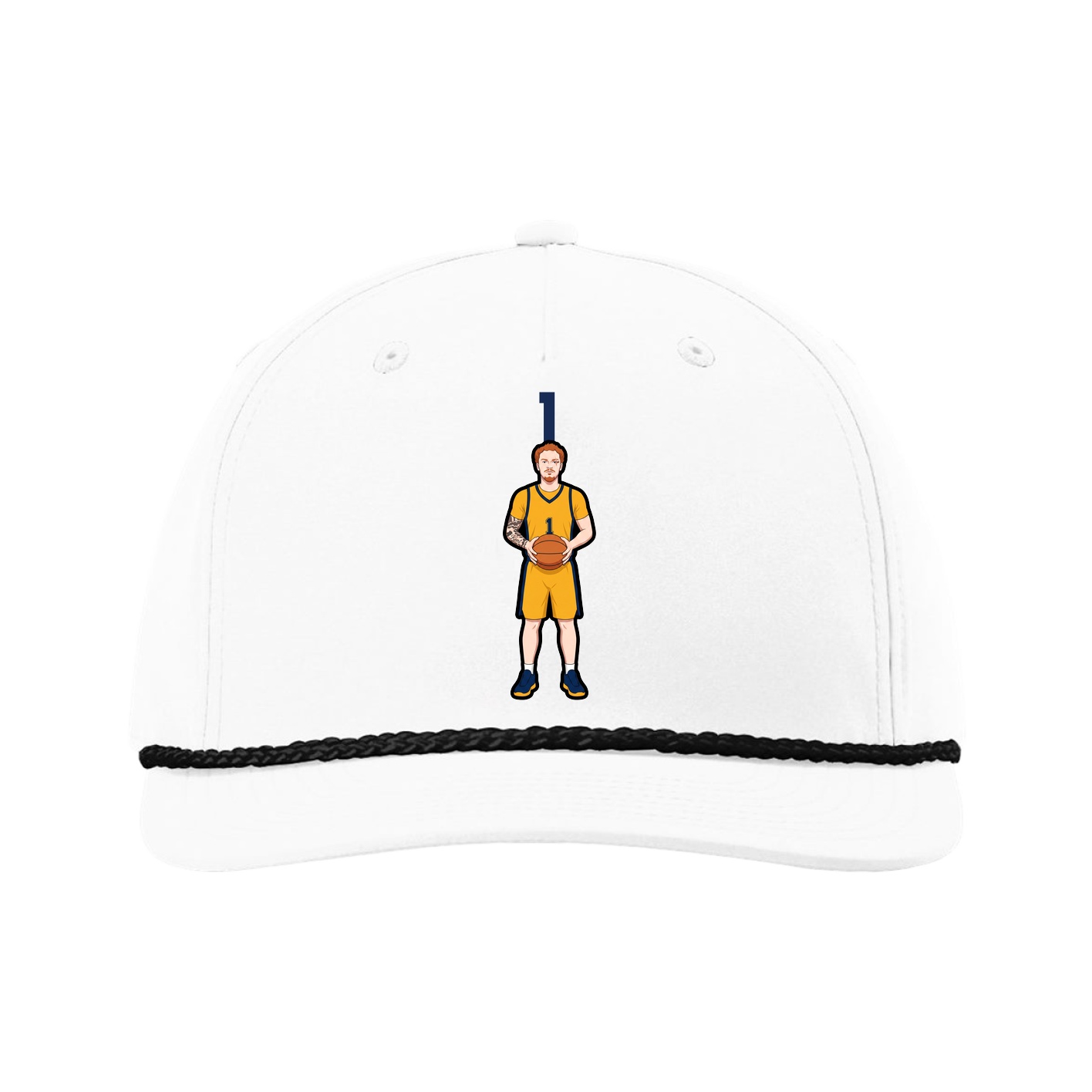 Five-Panel Classic Rope Cap — Number Top in White