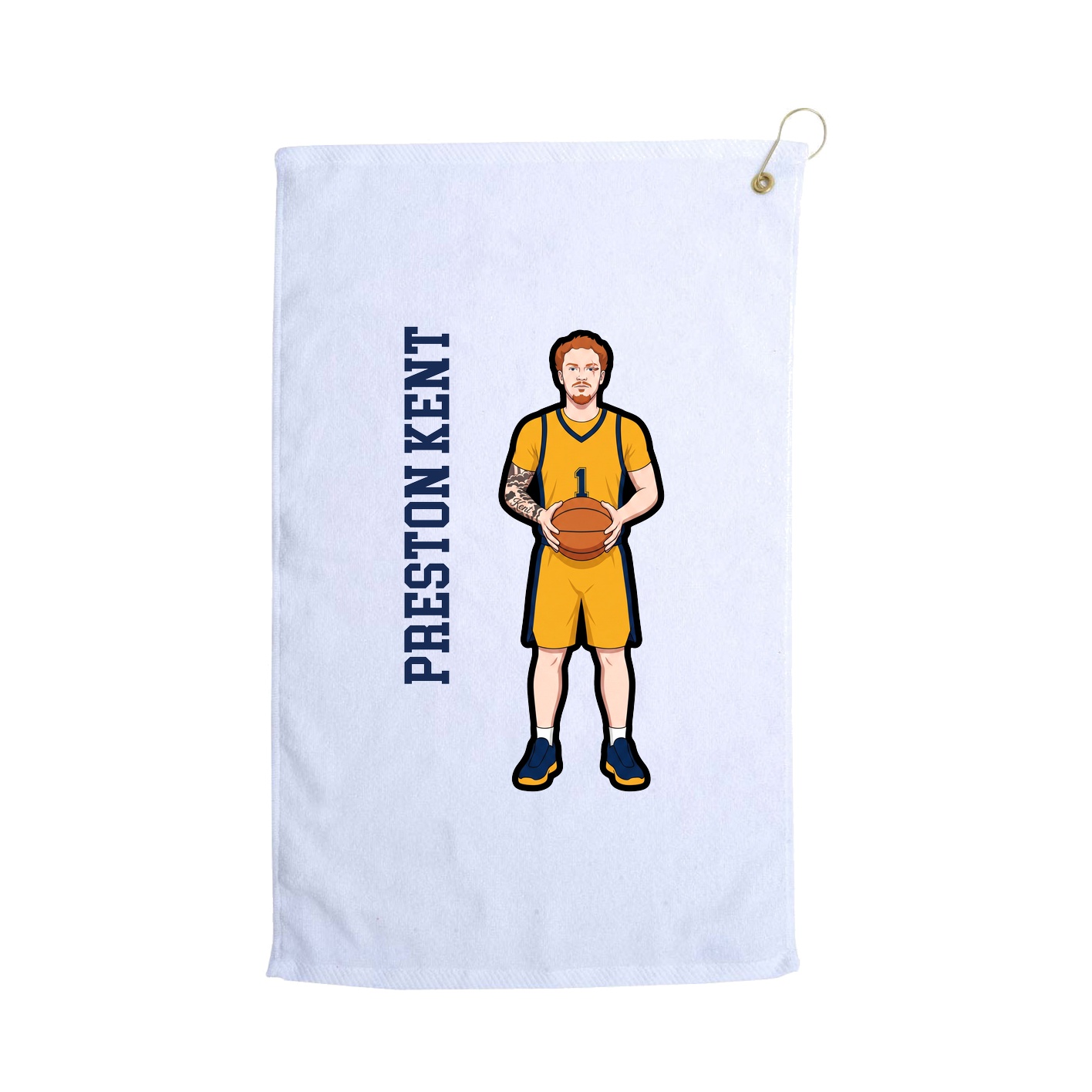 Golf Towel — Name Vertical in White