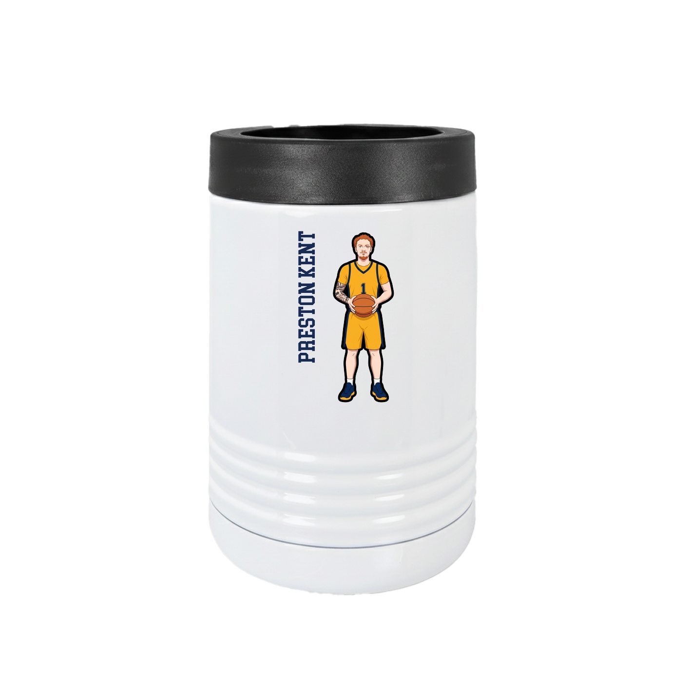 Beverage Holder — Name Vertical in White