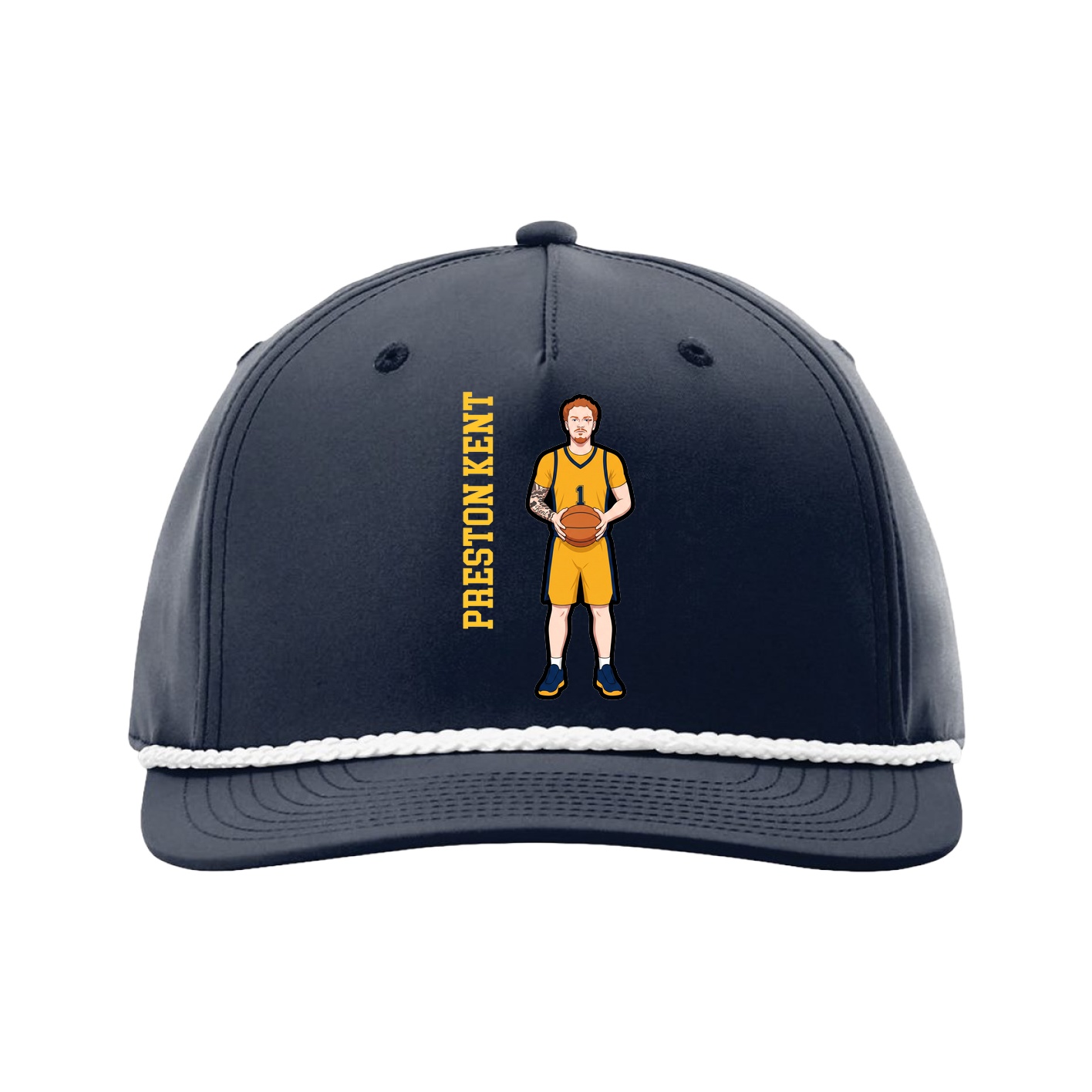 Five-Panel Classic Rope Cap — Name Vertical in Navy