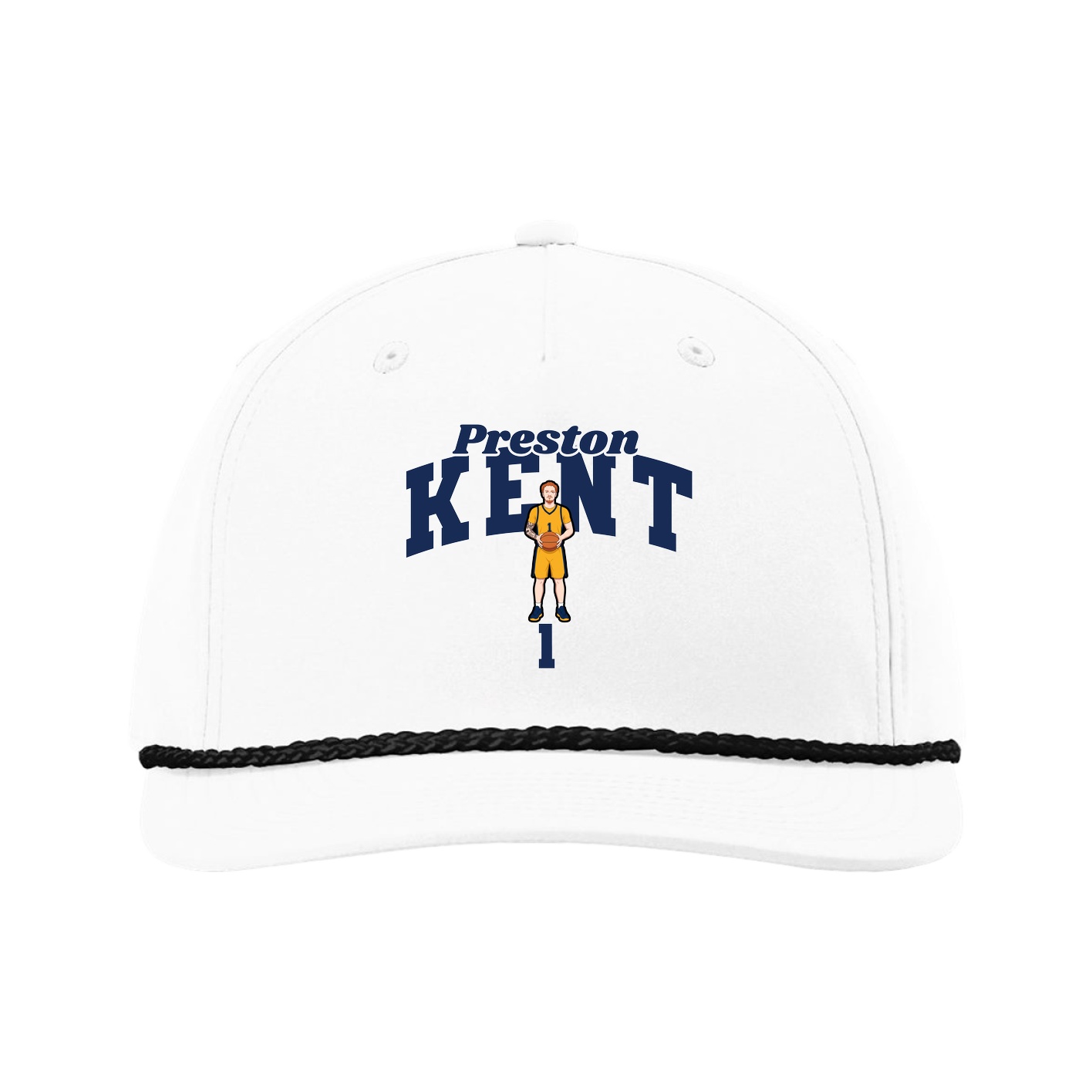 Five-Panel Classic Rope Cap — Signature Arch in White