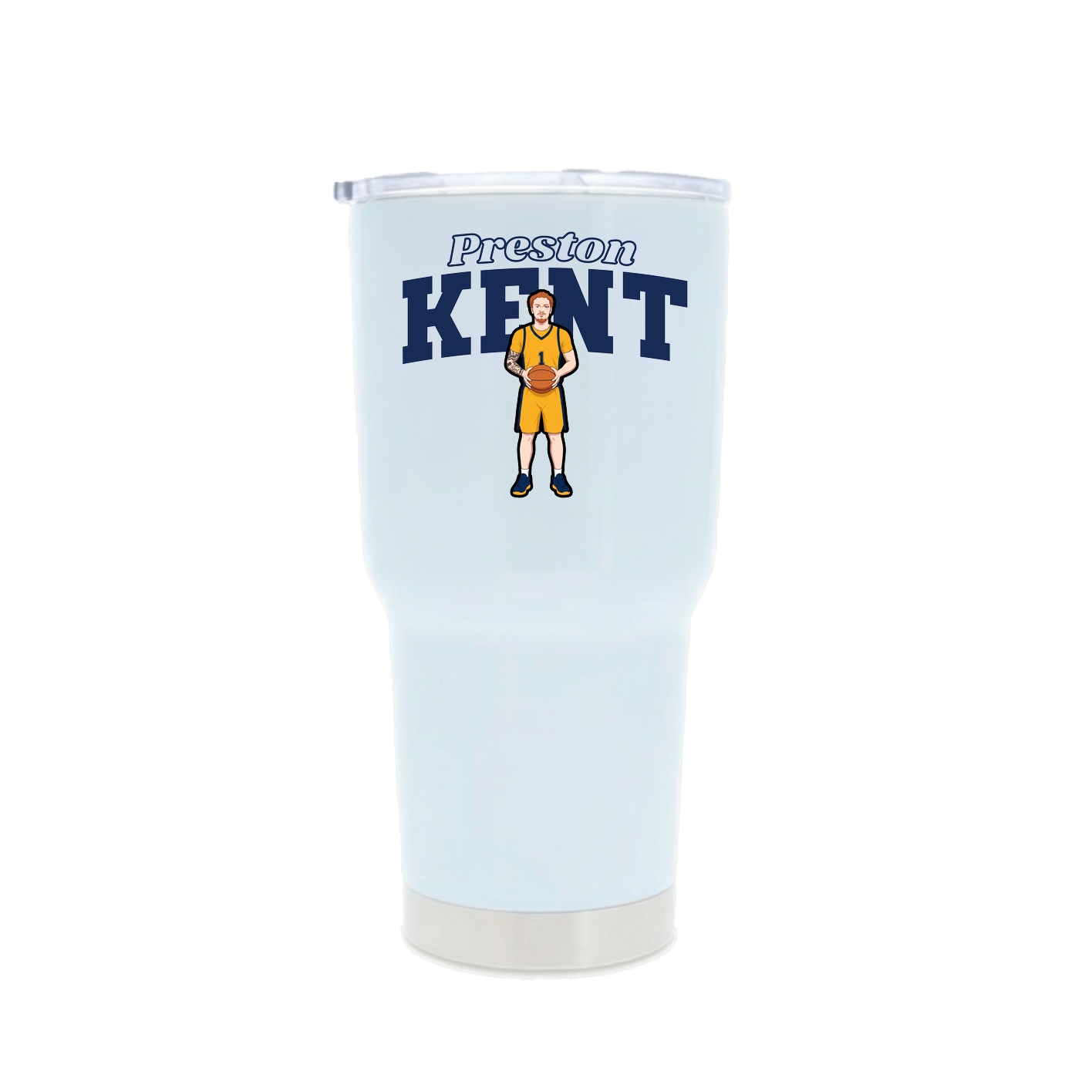 30oz Stainless Steel Tumbler — Name Arch in White