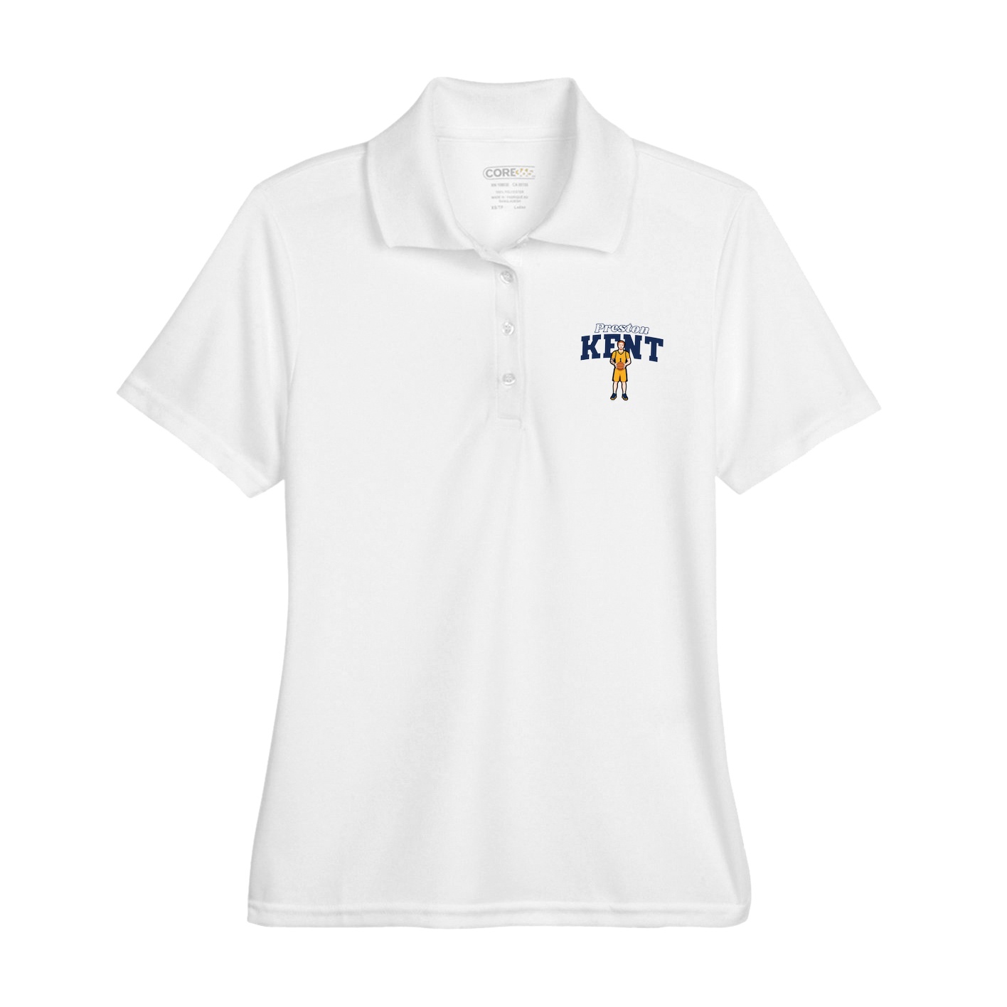 Womens Performance Polo — Name Arch in White