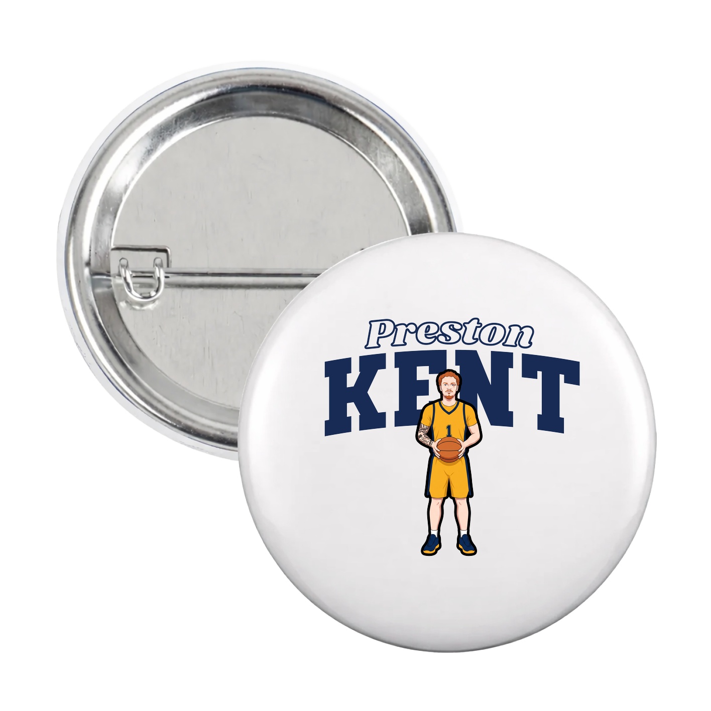 Game Day Button — Name Arch in White