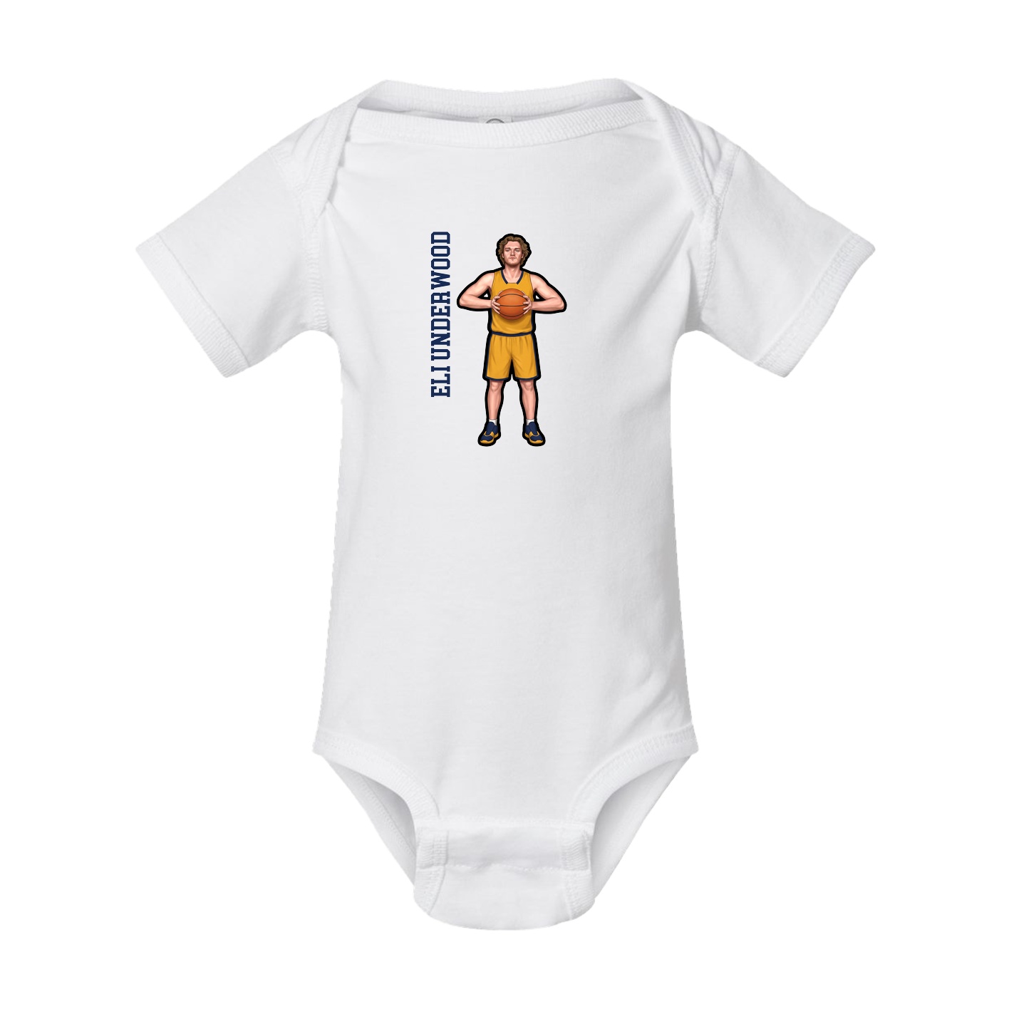 Baby Onesie — Name Vertical in White