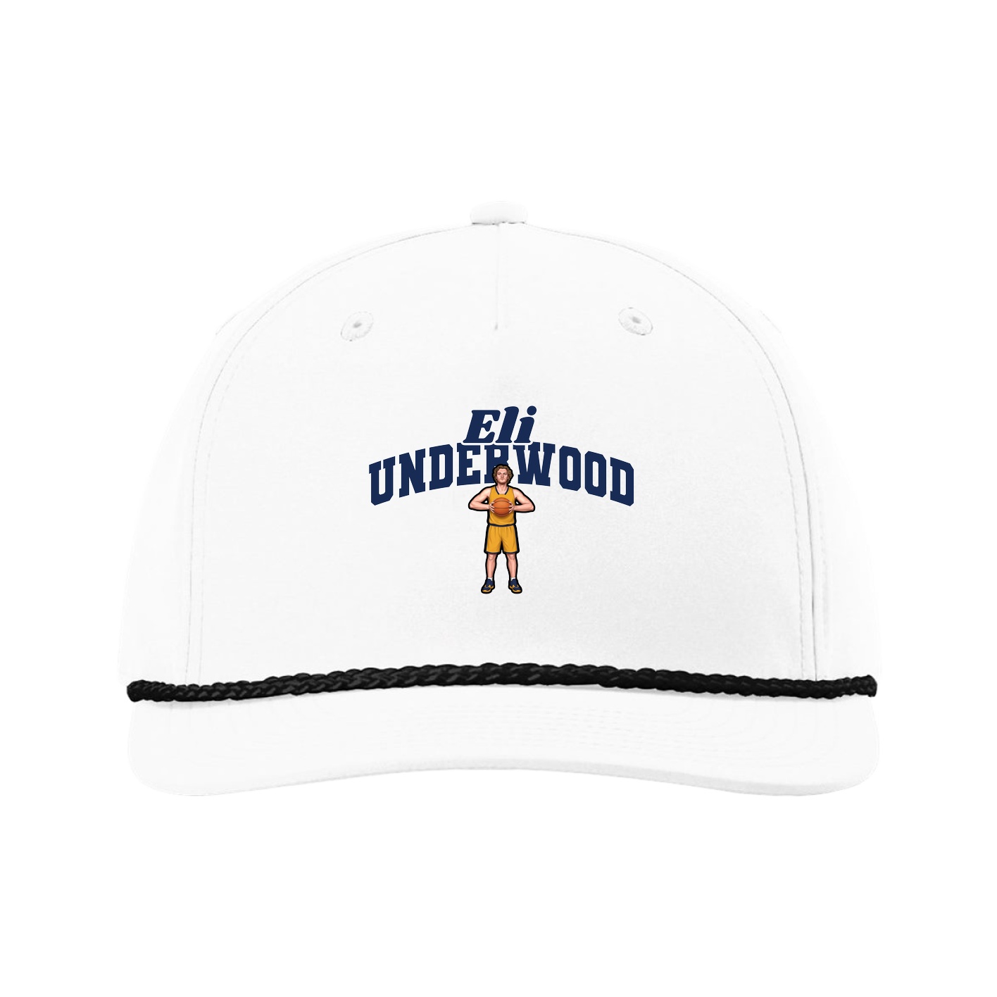 Five-Panel Classic Rope Cap — Signature Arch in White