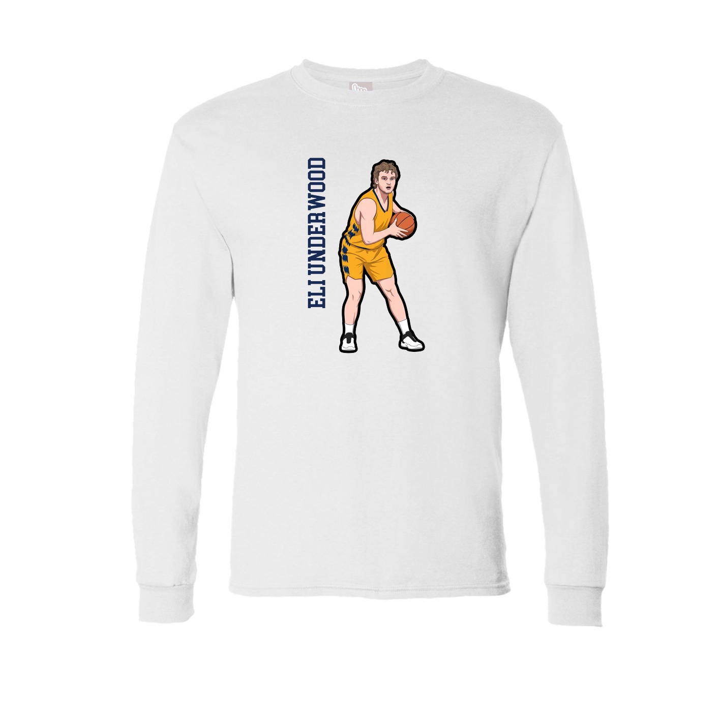 Long Sleeve Tee — Name Vertical in White