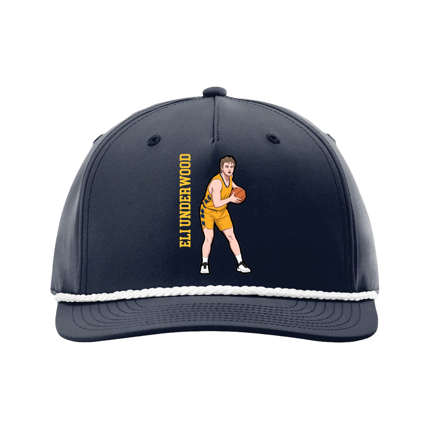 Five-Panel Classic Rope Cap — Name Vertical in Navy