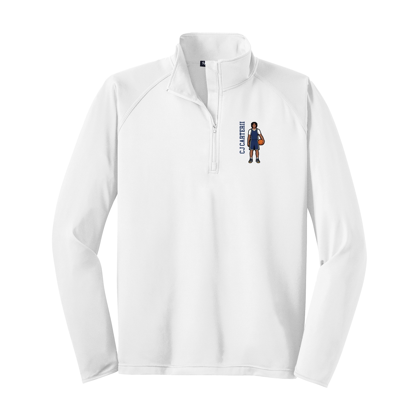 Q-Zip Pullover — Name Vertical in White