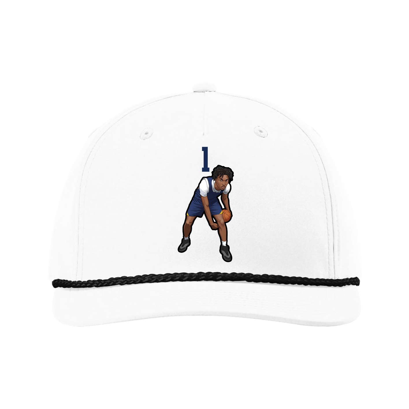 Five-Panel Classic Rope Cap — Number Top in White