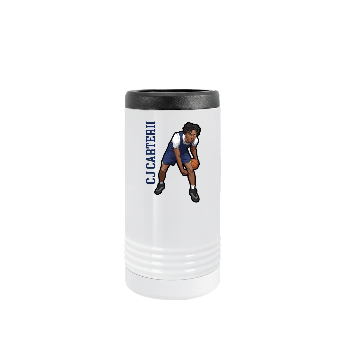 Slim Beverage Holder — Name Vertical in White