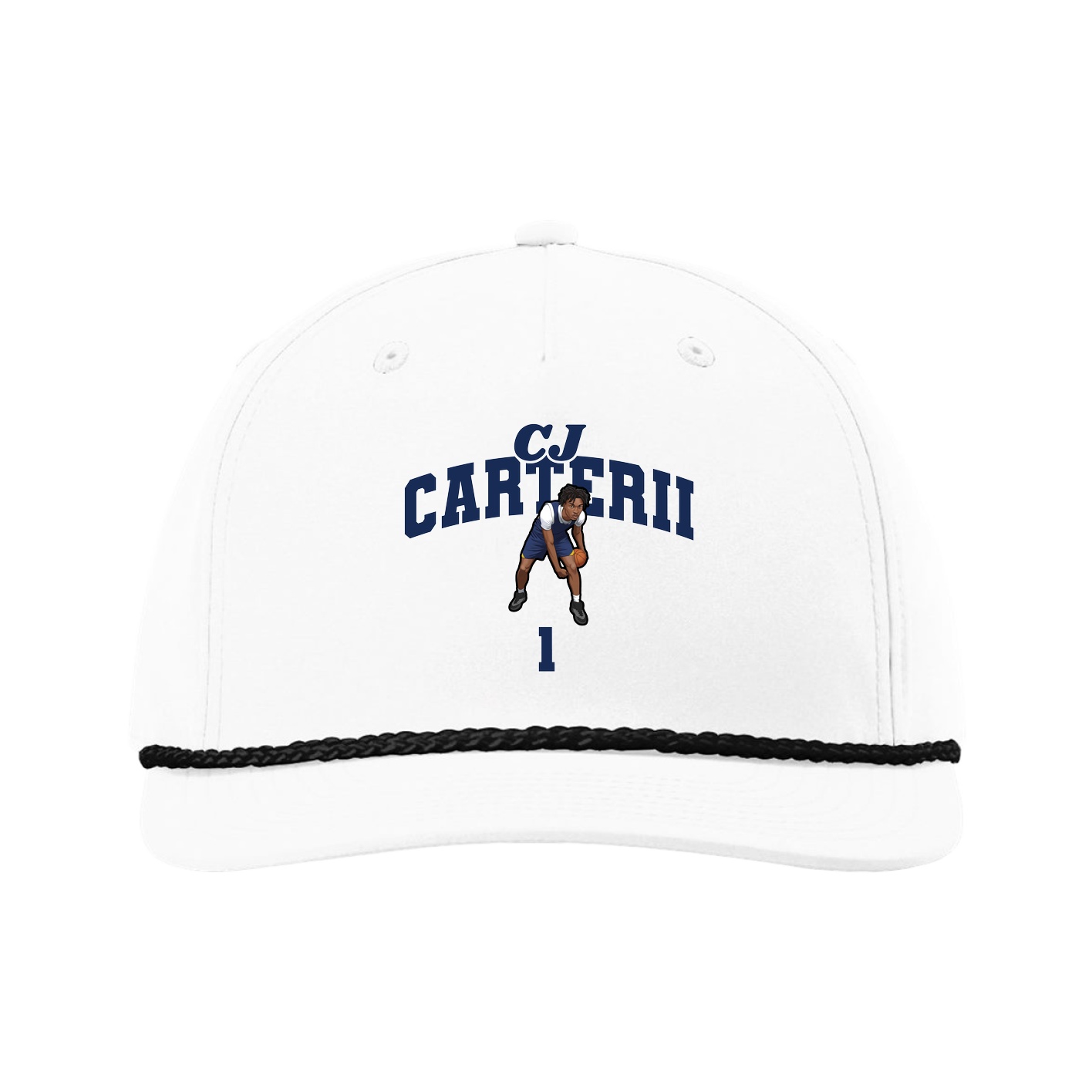 Five-Panel Classic Rope Cap — Signature Arch in White