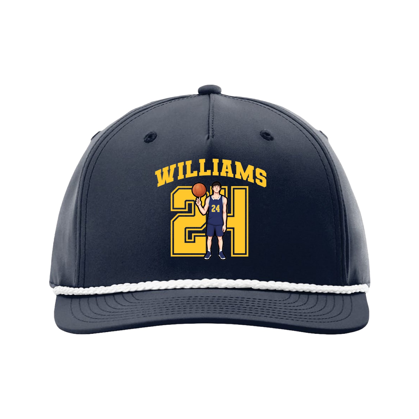 Five-Panel Classic Rope Cap — Number in Navy