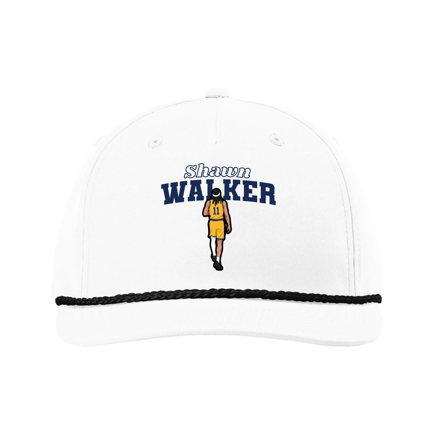 Five-Panel Classic Rope Cap — Name Arch in White
