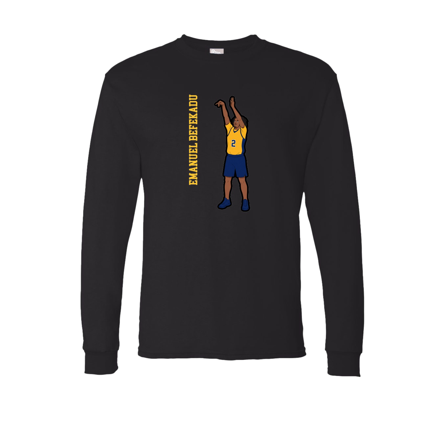 Long Sleeve Tee — Name Vertical in Black