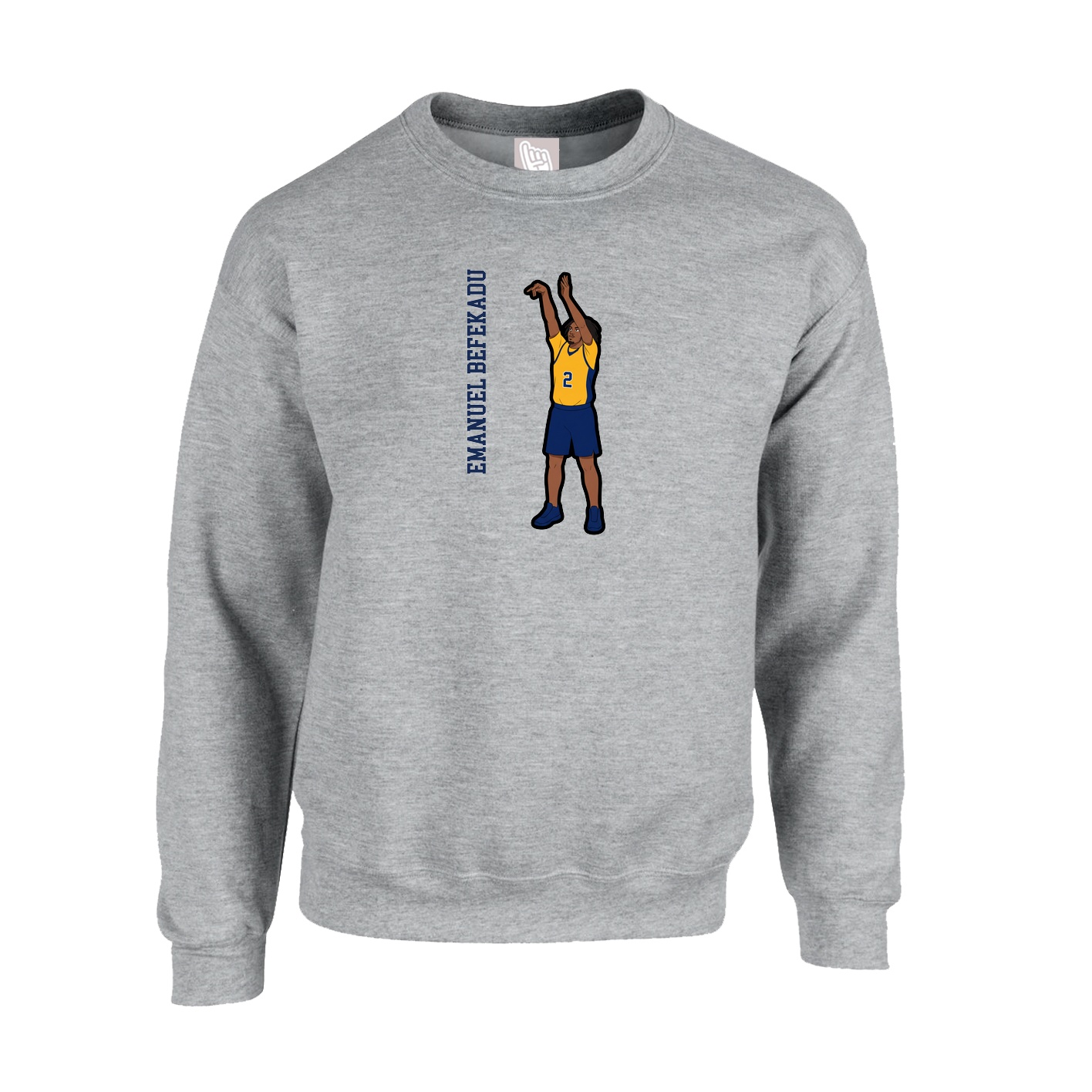 Fleece Crew — Name Vertical in Grey