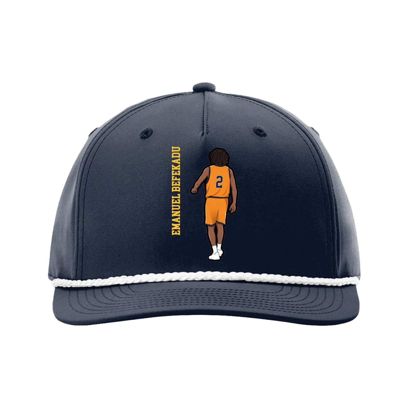 Five-Panel Classic Rope Cap — Name Vertical in Navy