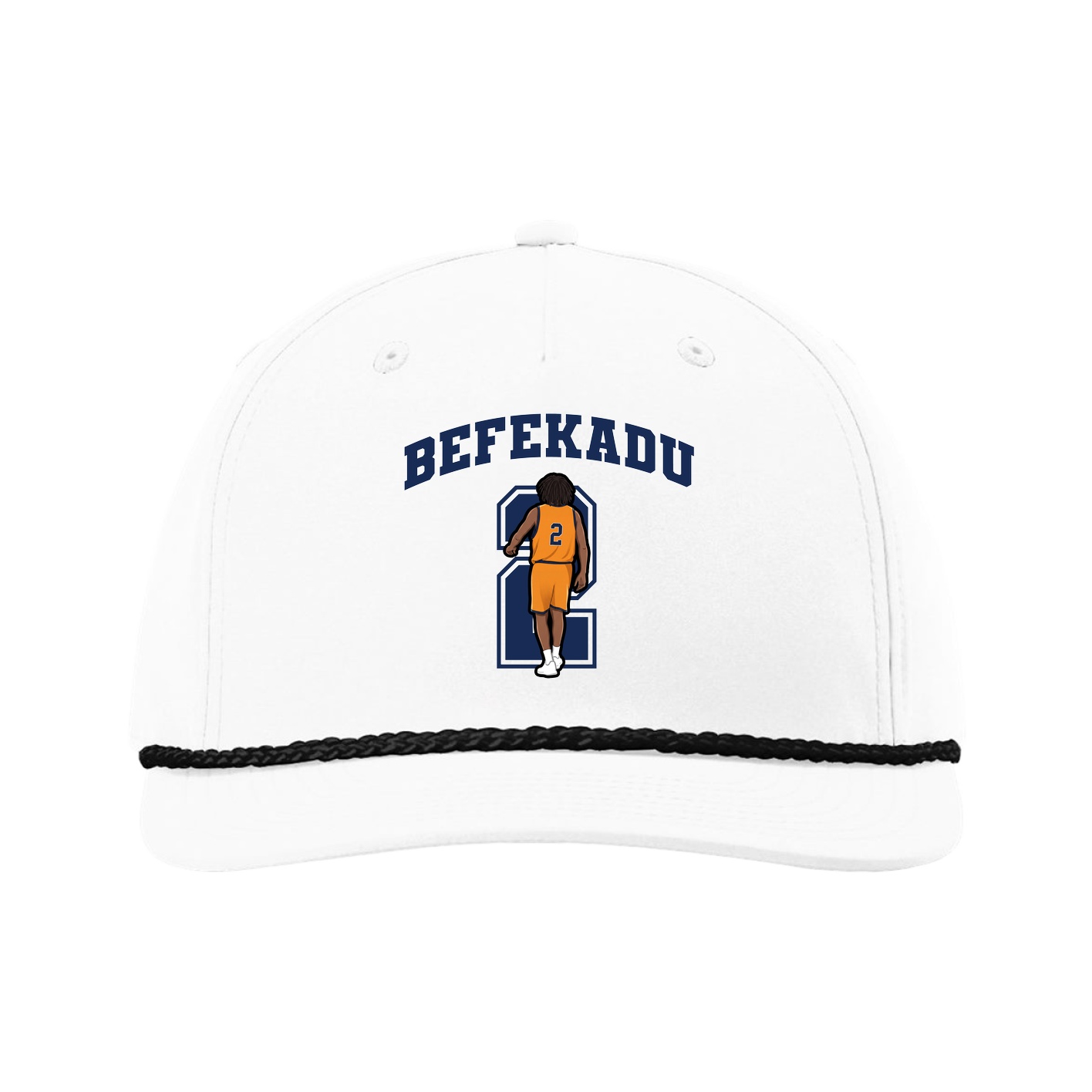 Five-Panel Classic Rope Cap — Number in White