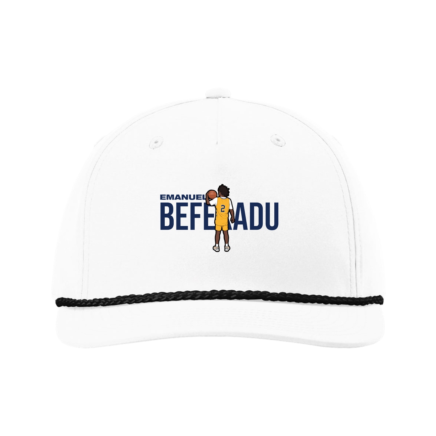 Five-Panel Classic Rope Cap — Player Name in White