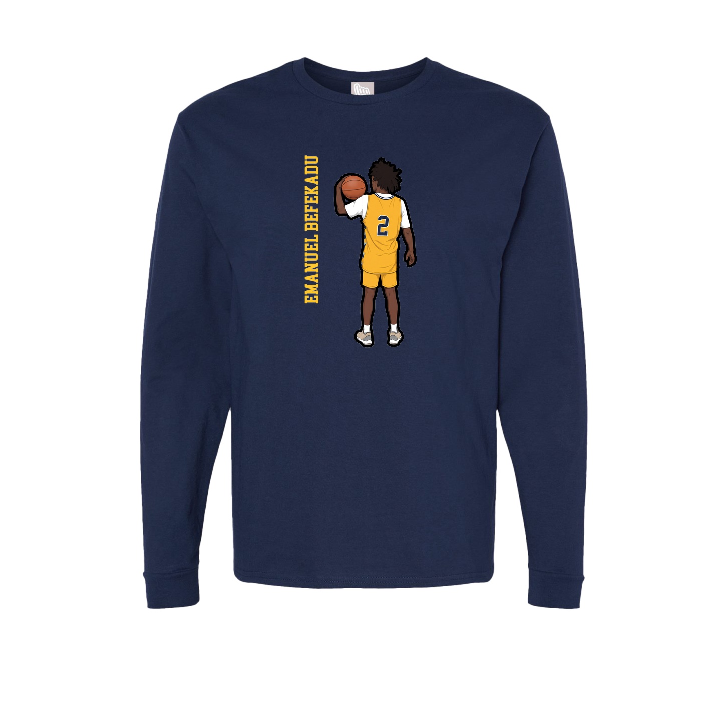 Long Sleeve Tee — Name Vertical in Navy
