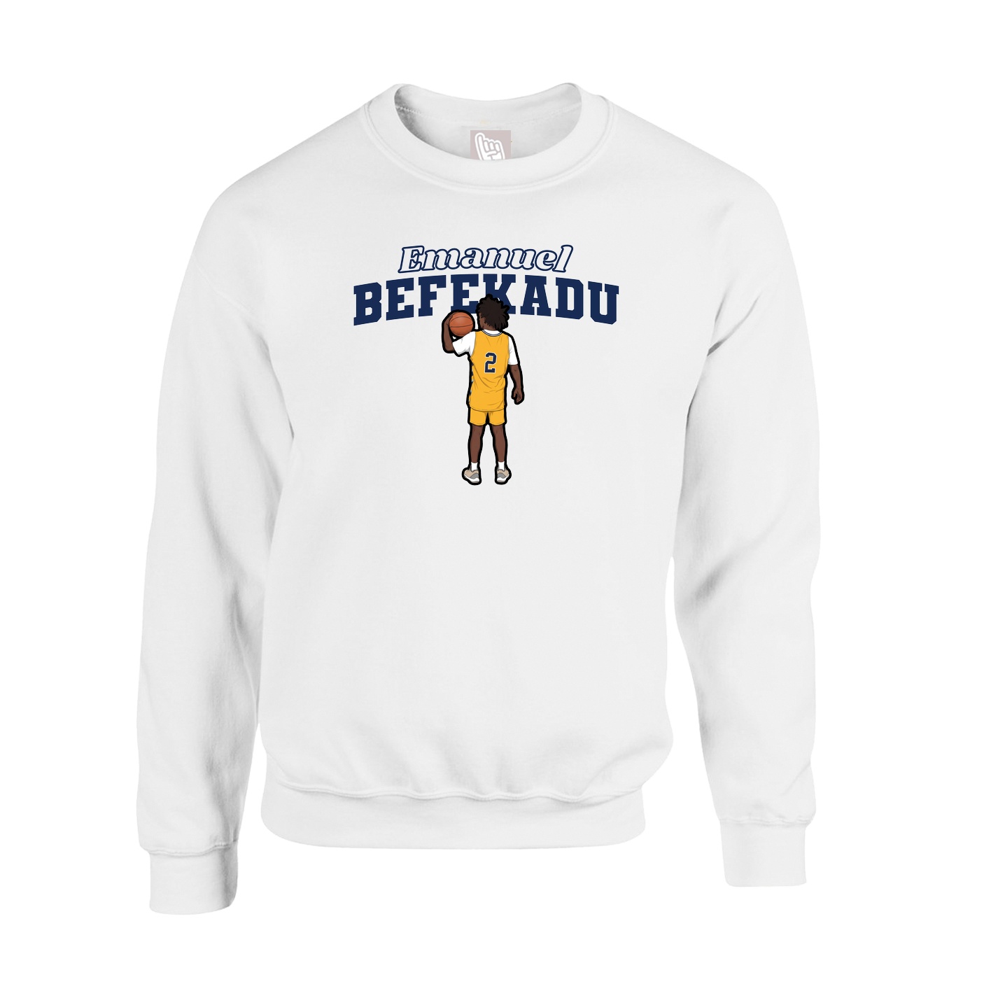 Fleece Crew — Name Arch in White