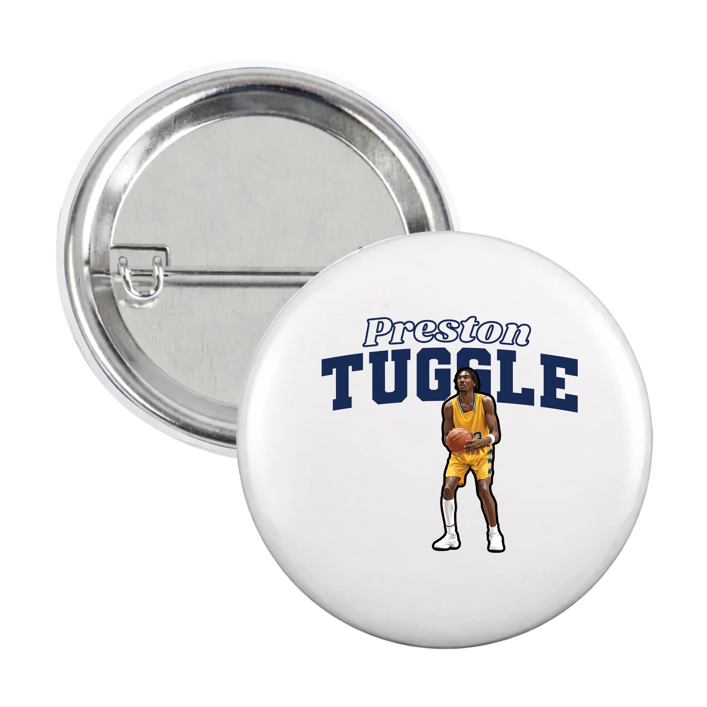 Game Day Button — Name Arch in White