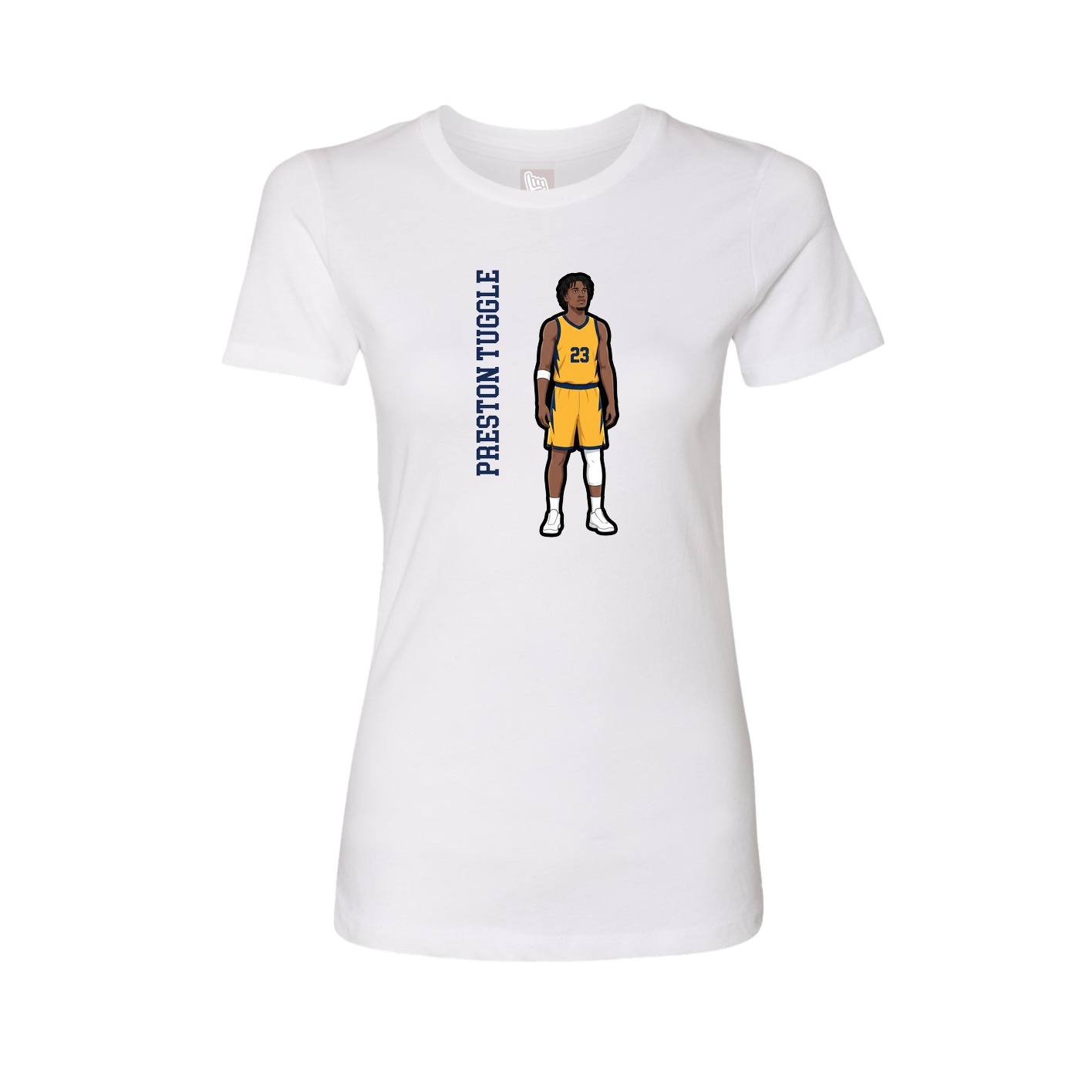 Fitted Women's Tee — Name Vertical in White