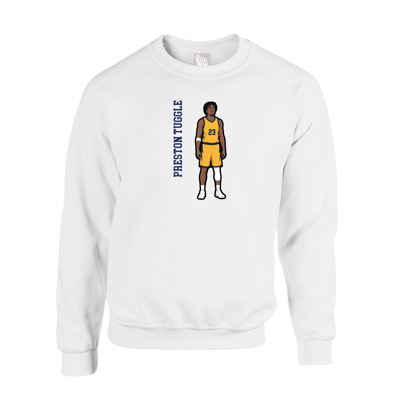 Fleece Crew — Name Vertical in White