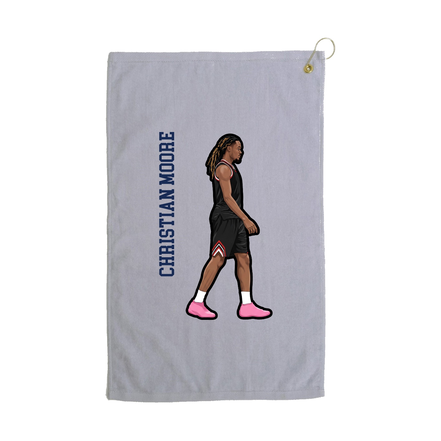 Golf Towel — Name Vertical in Grey