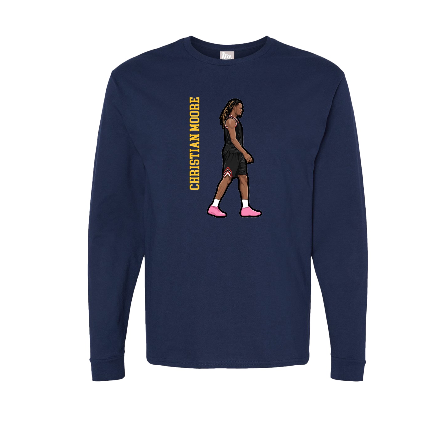 Long Sleeve Tee — Name Vertical in Navy