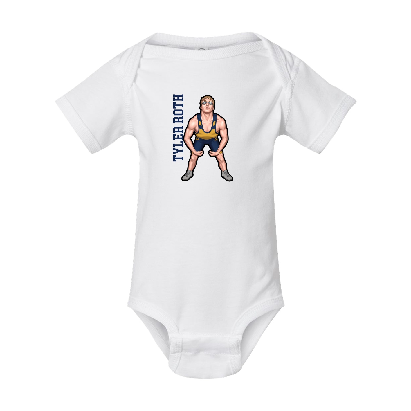 Baby Onesie — Name Vertical in White