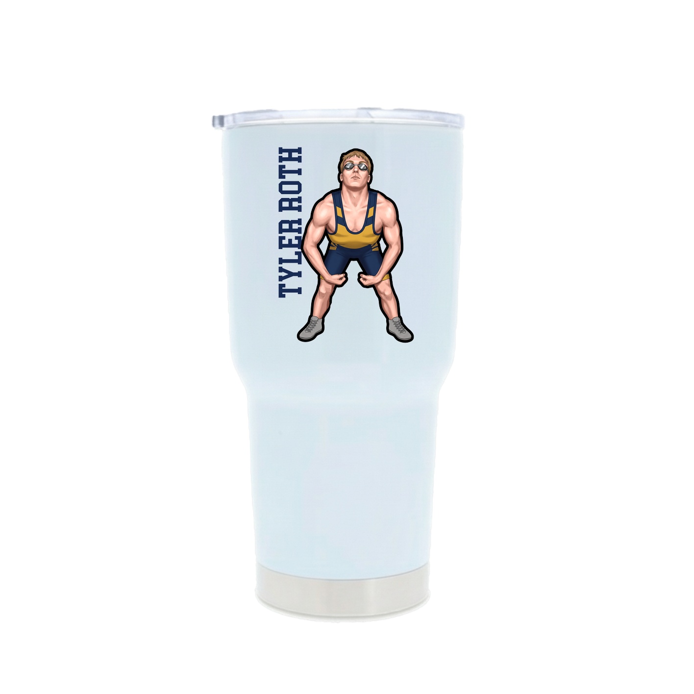 30oz Stainless Steel Tumbler — Name Vertical in White