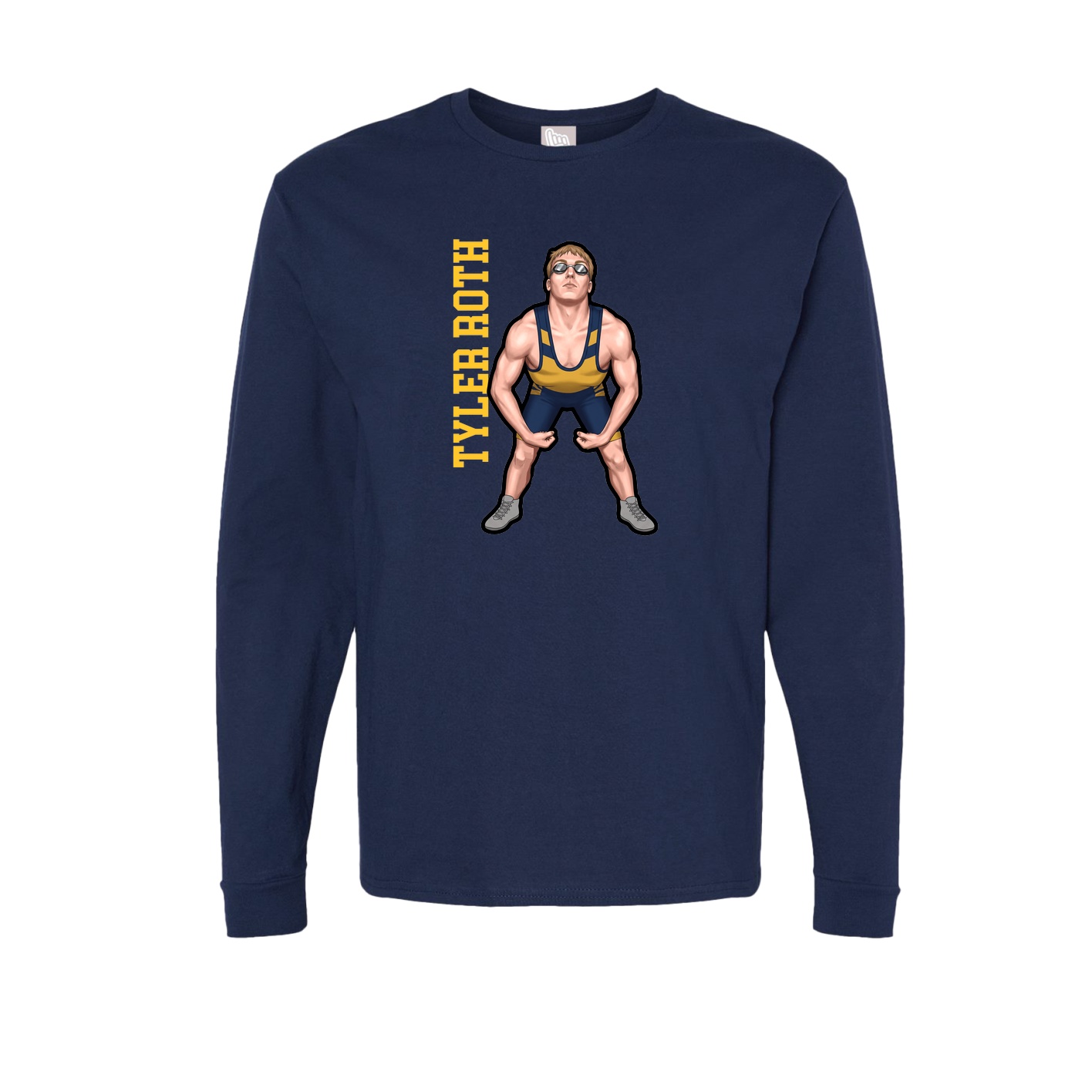 Long Sleeve Tee — Name Vertical in Navy