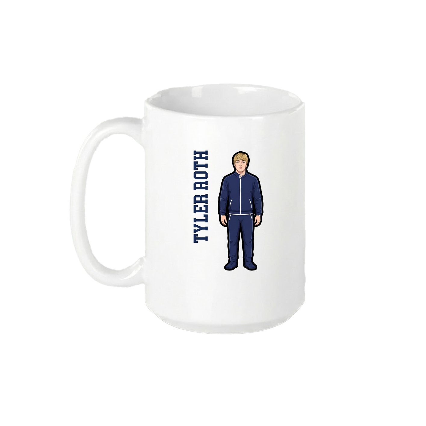 15oz Coffee Mug — Name Vertical in White