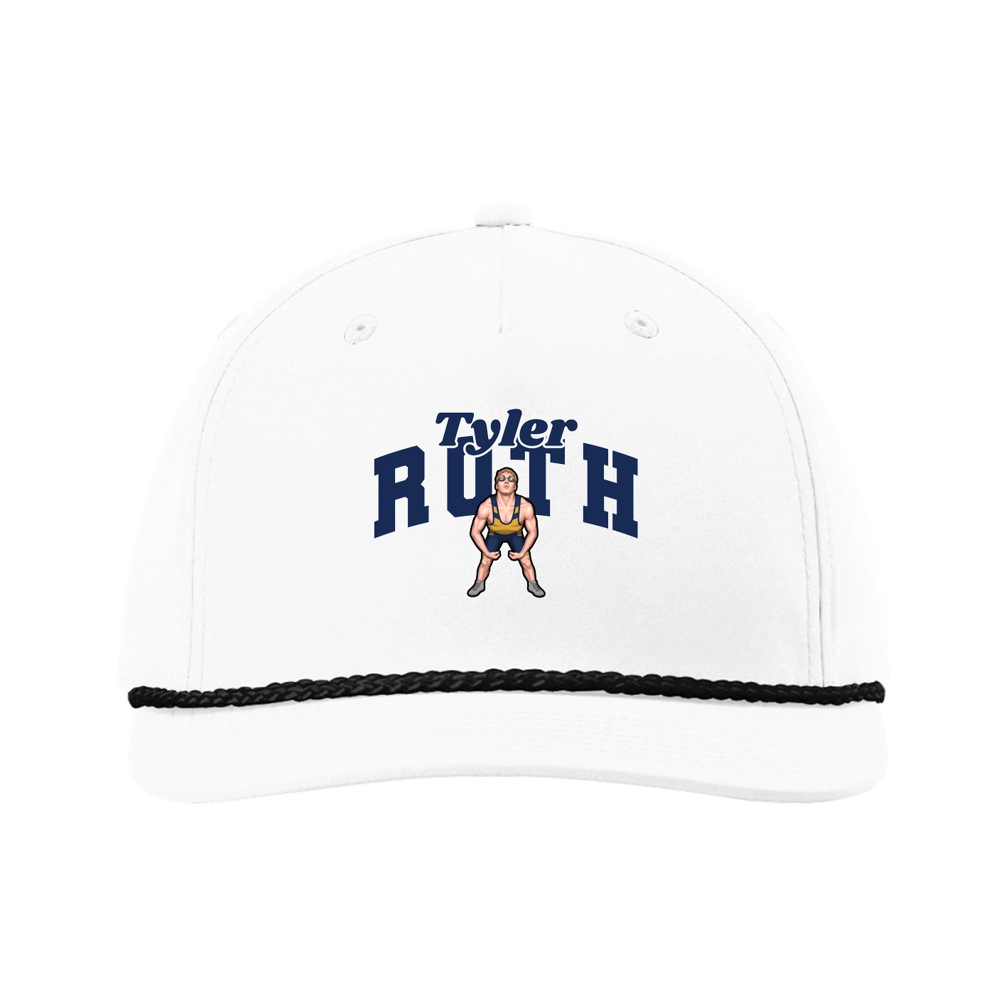 Five-Panel Classic Rope Cap — Signature Arch in White