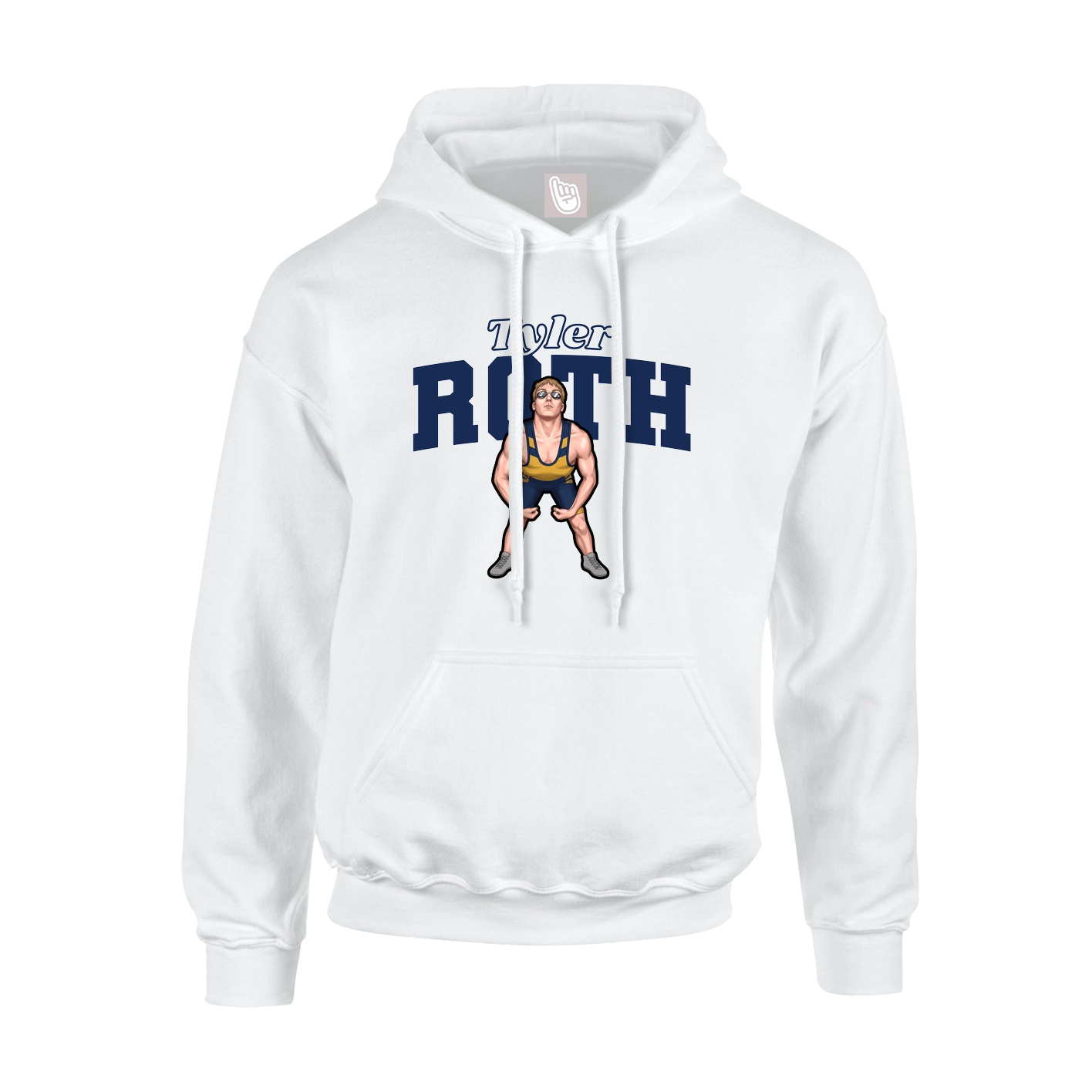 Youth Hoodie — Name Arch in White
