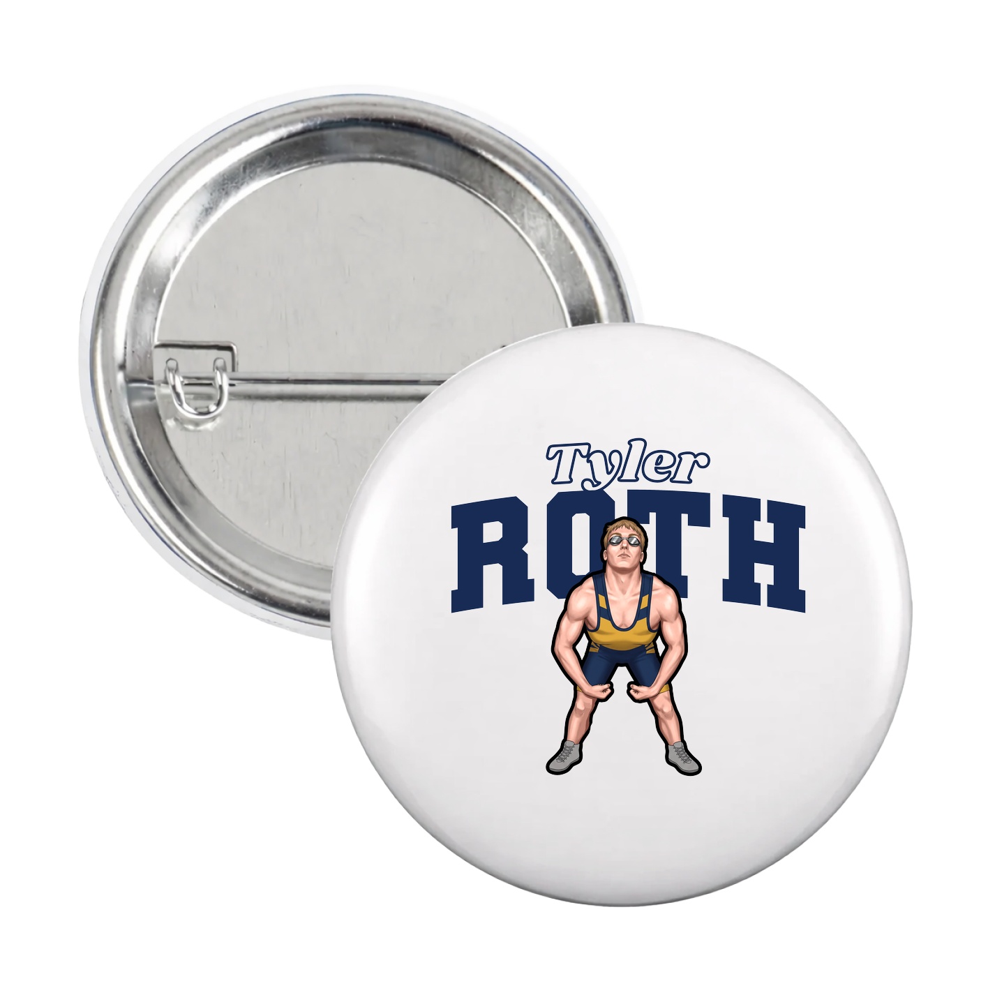 Game Day Button — Name Arch in White