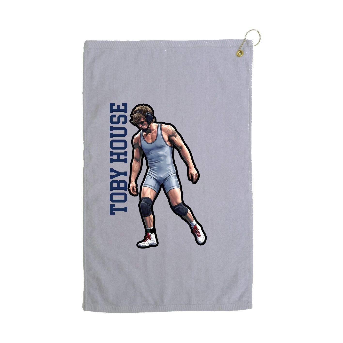 Golf Towel — Name Vertical in Grey