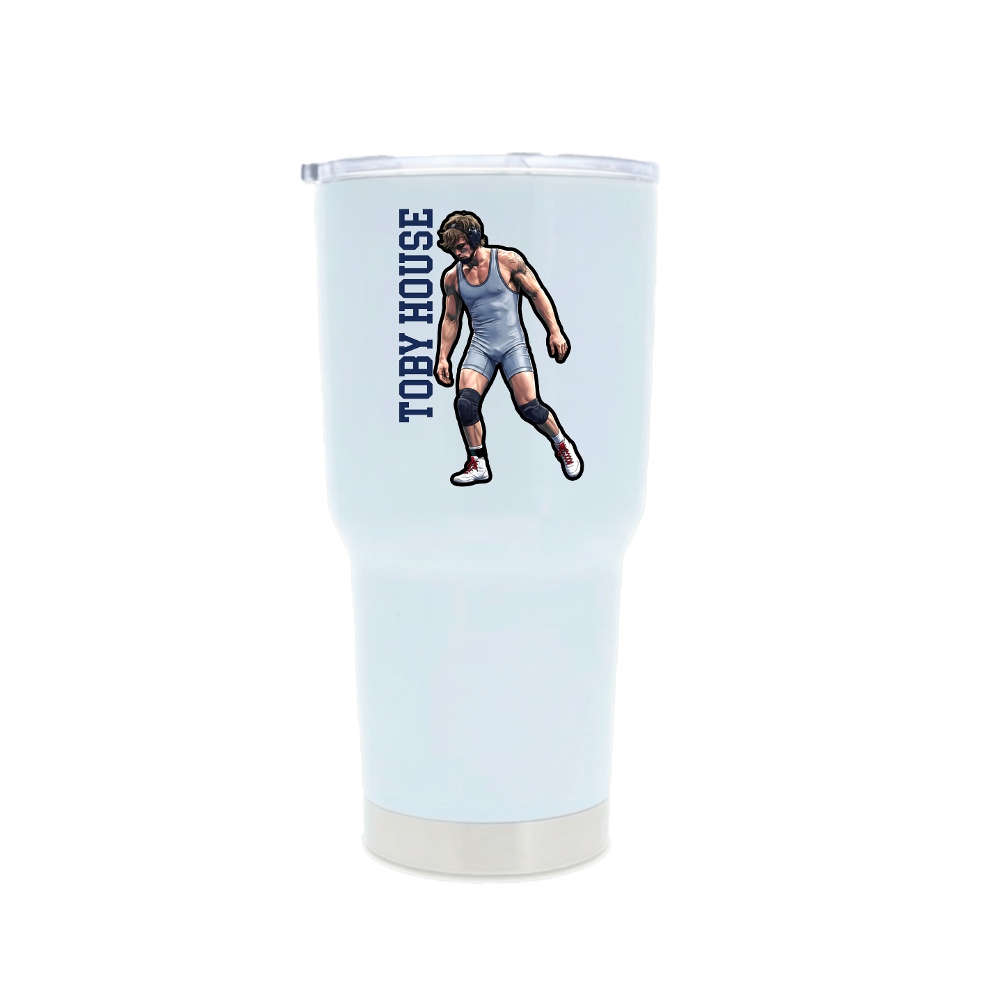 30oz Stainless Steel Tumbler — Name Vertical in White