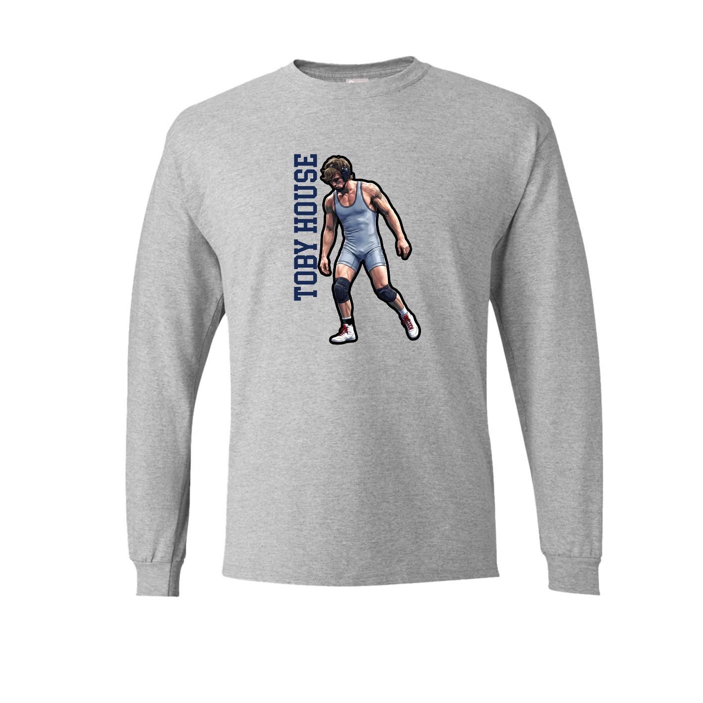 Long Sleeve Tee — Name Vertical in Grey