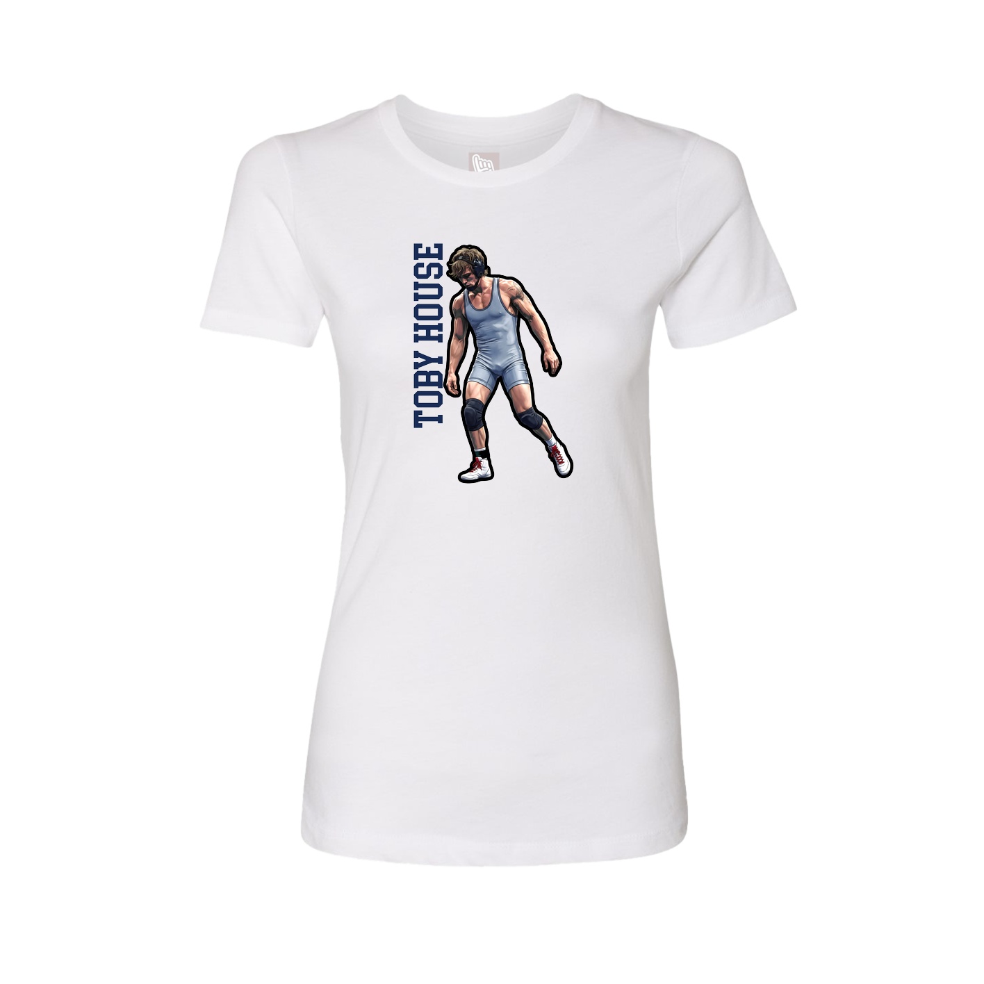 Fitted Women's Tee — Name Vertical in White