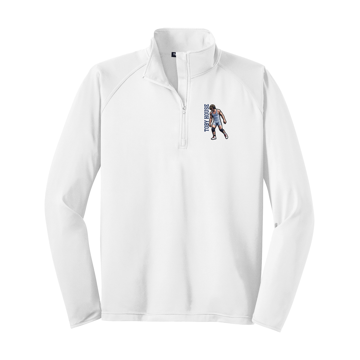 Q-Zip Pullover — Name Vertical in White