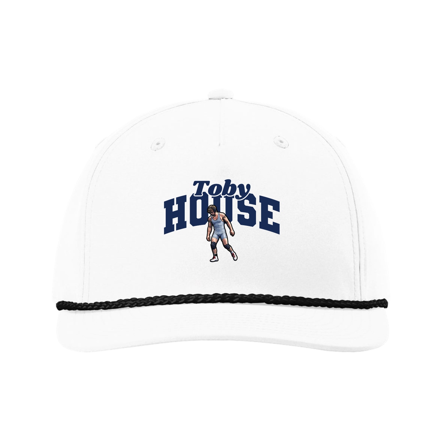 Five-Panel Classic Rope Cap — Signature Arch in White