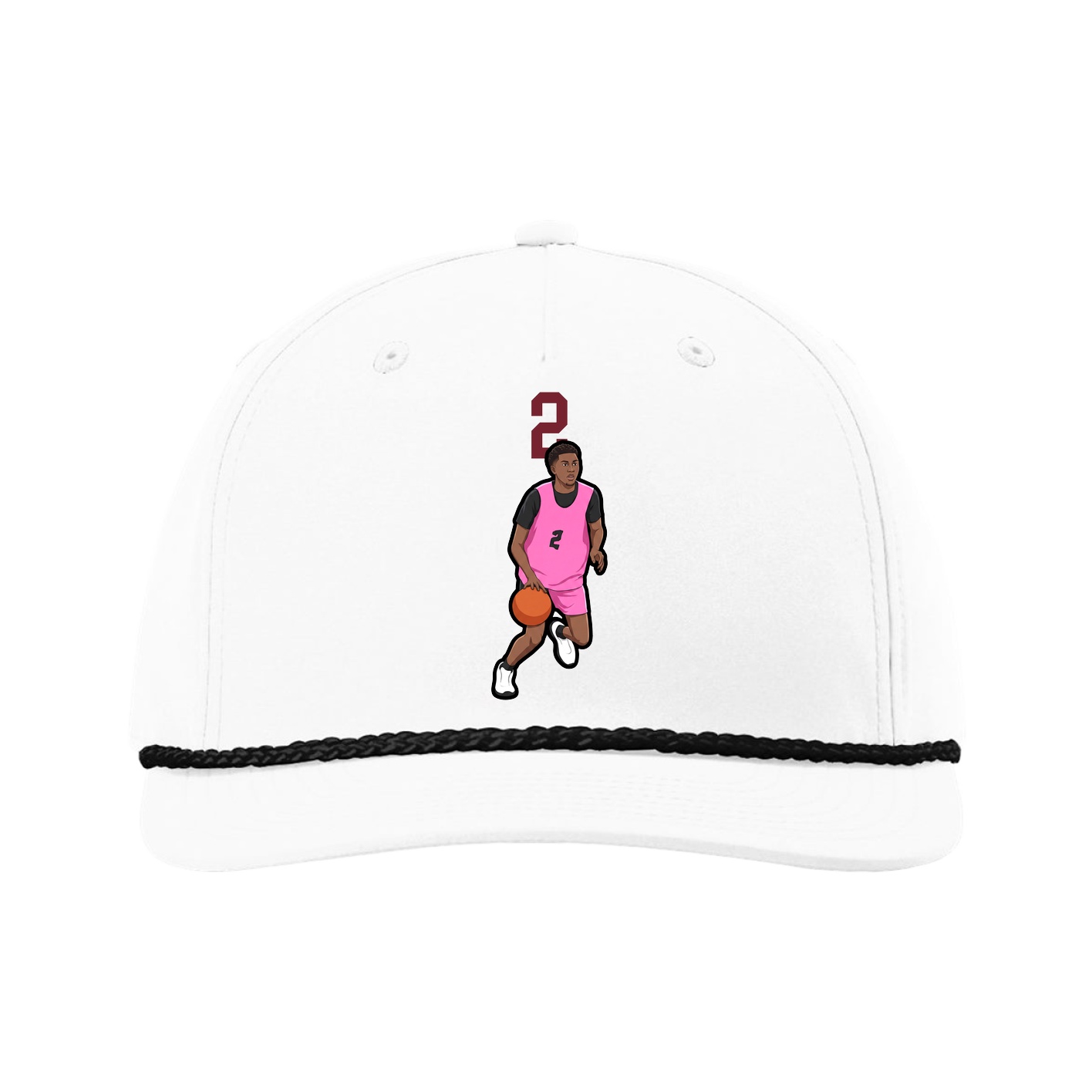 Five-Panel Classic Rope Cap — Number Top in White