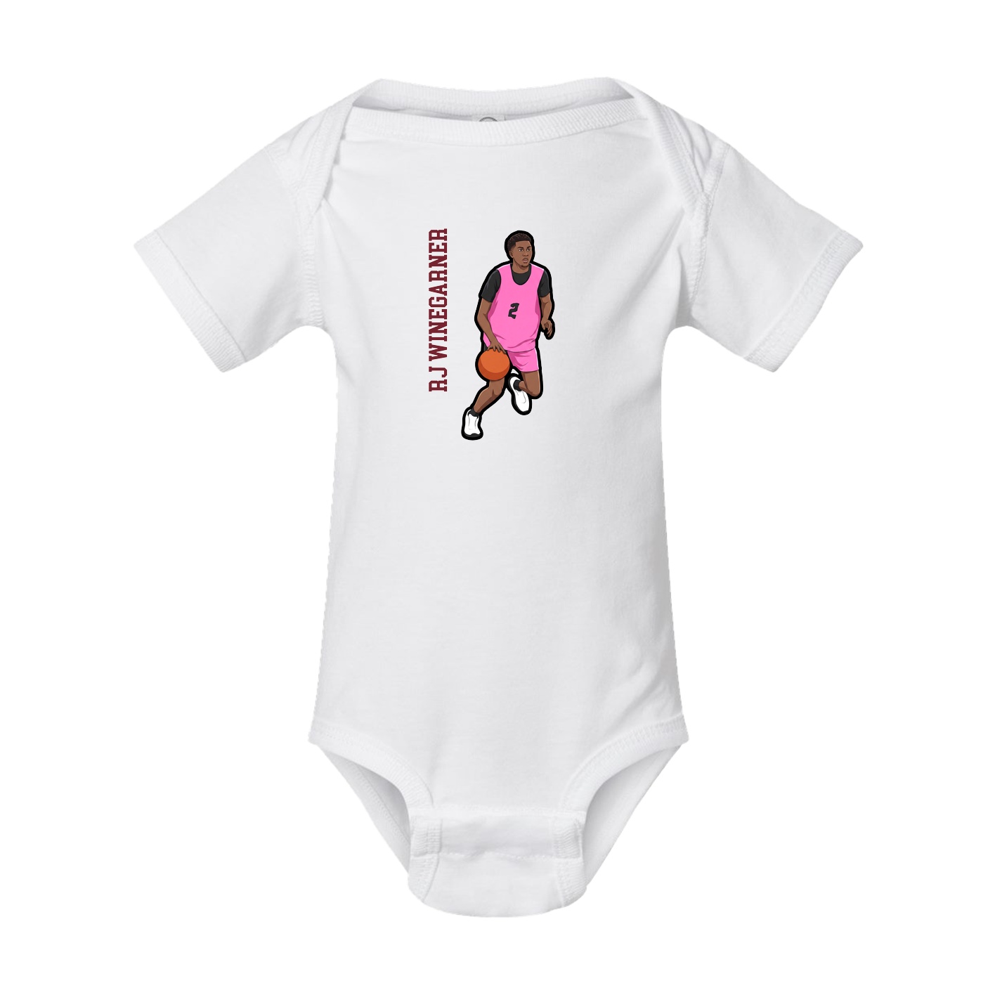 Baby Onesie — Name Vertical in White