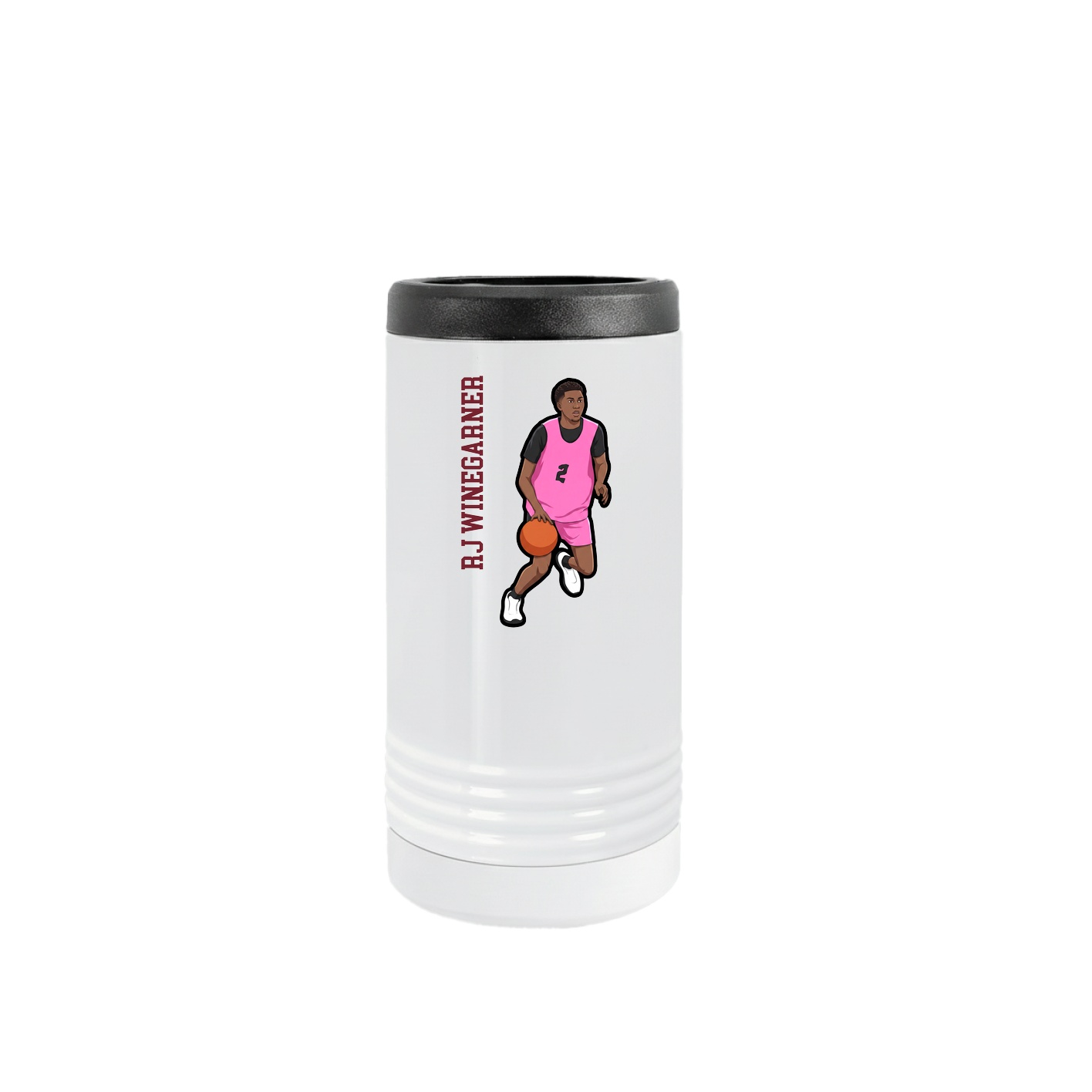 Slim Beverage Holder — Name Vertical in White
