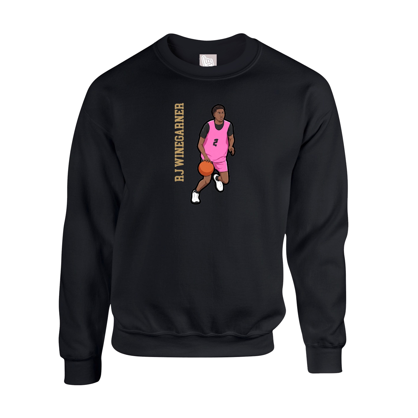 Fleece Crew — Name Vertical in Black