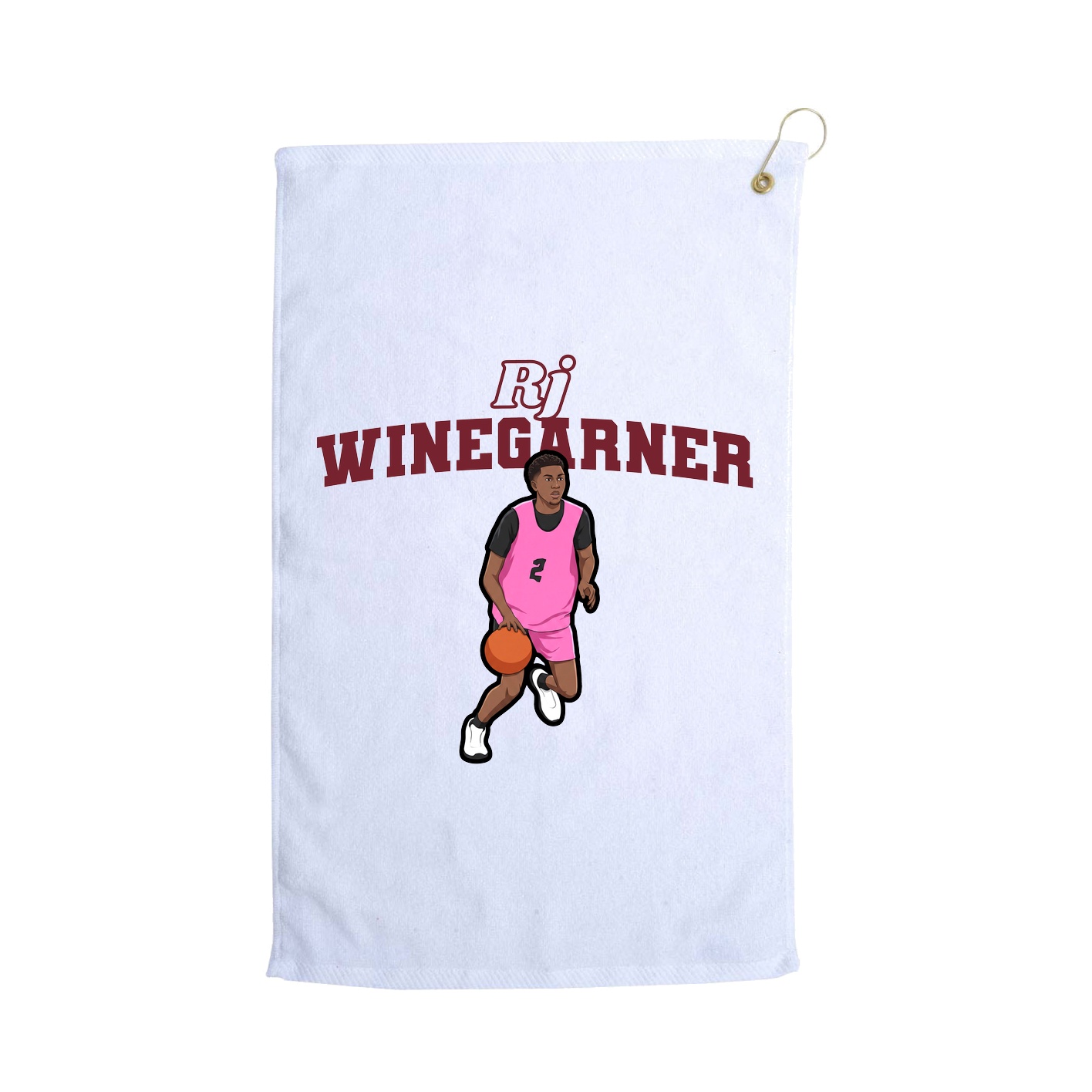 Golf Towel — Name Arch in White