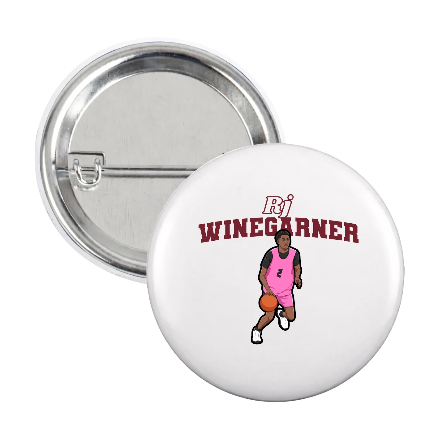 Game Day Button — Name Arch in White
