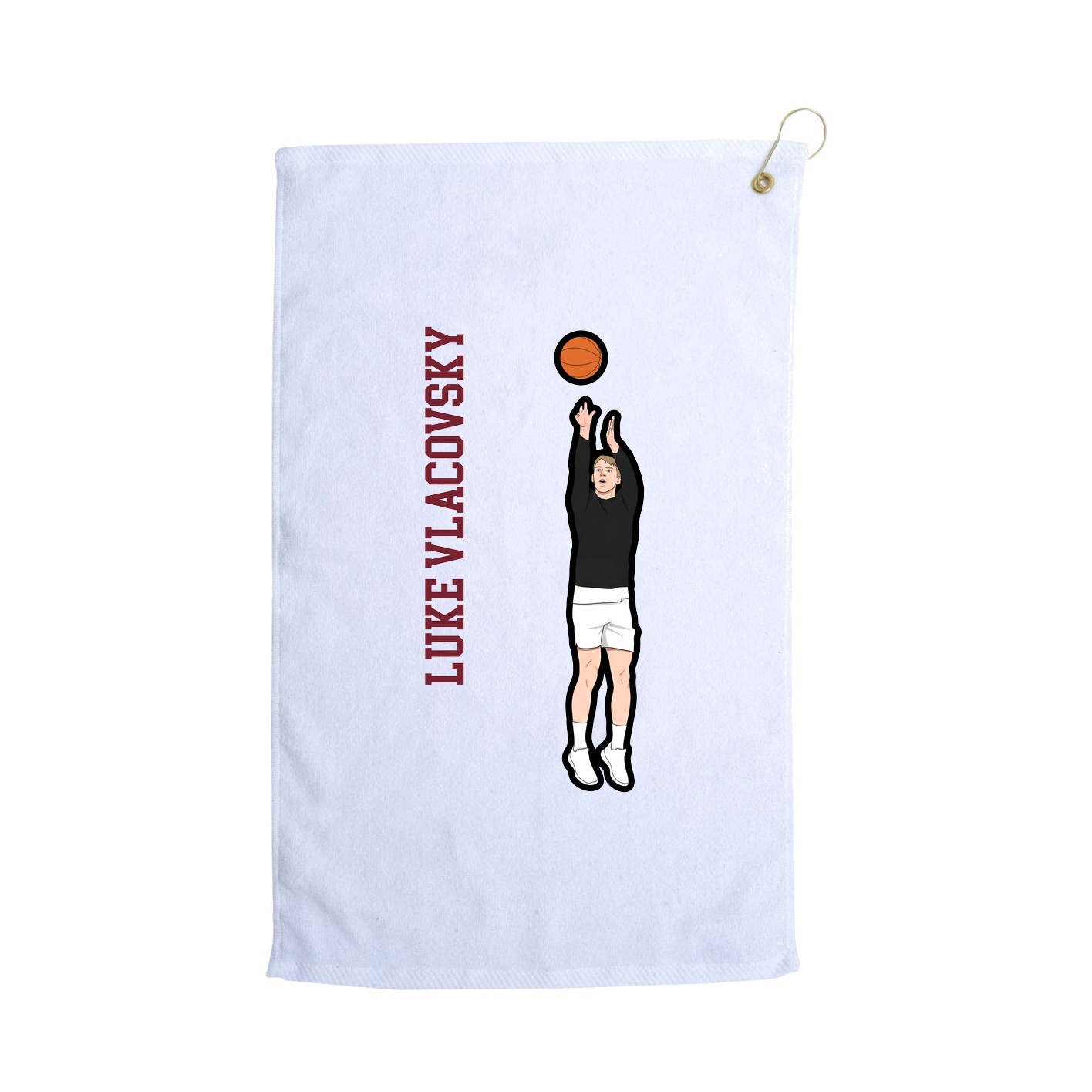 Golf Towel — Name Vertical in White